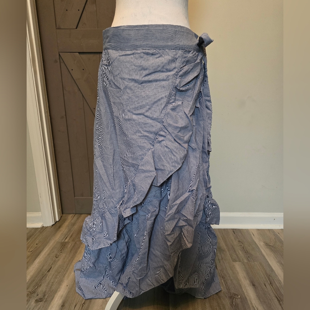 Blue And White Striped Maxi Skirt